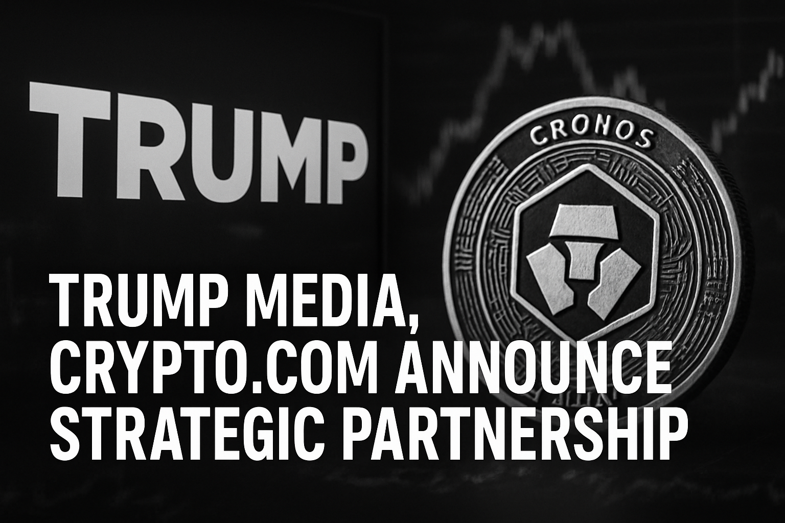 Trump Media and Crypto.com logos merging over a background of Cronos (CRO) tokens, symbolizing their strategic partnership and the rise of corporate crypto treasuries.