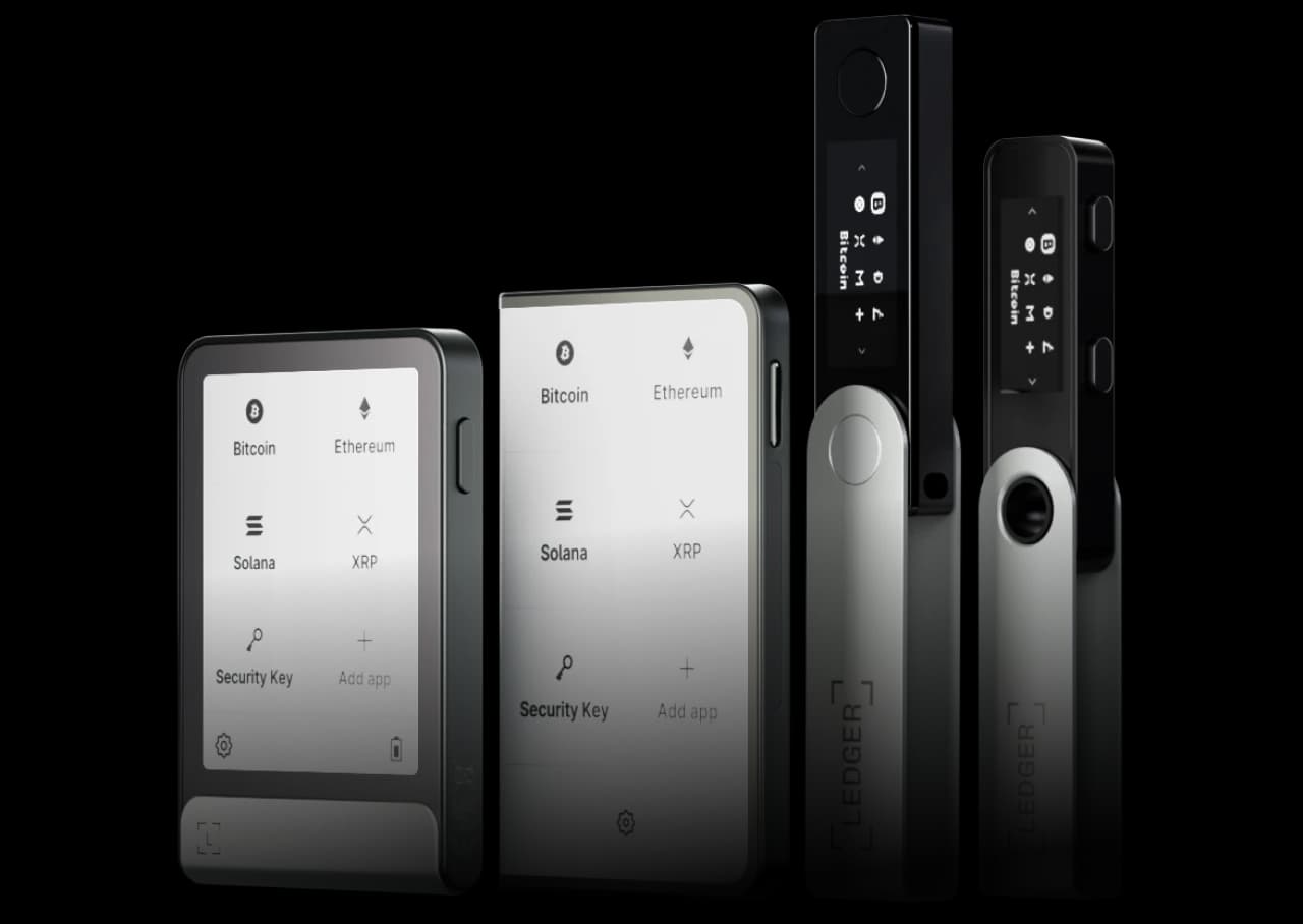 Ledger hardware wallet shielding Bitcoin from dramatic wrench attack shadows, symbolizing crypto security after Binance France CEO home invasion 2026