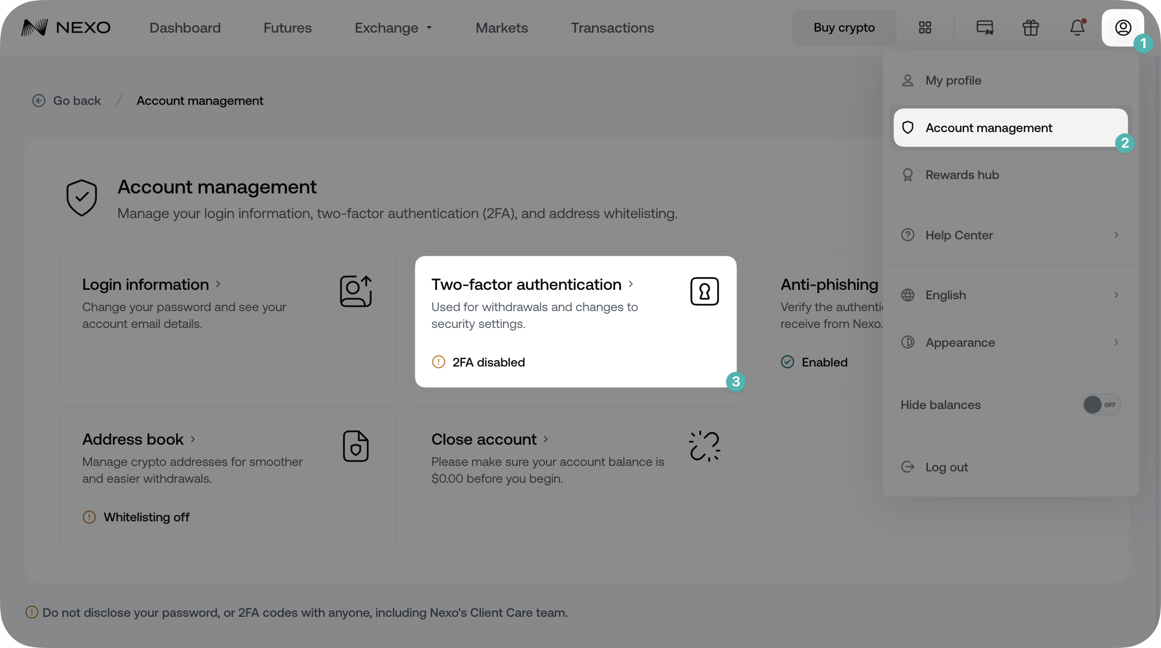 crypto exchange two-factor authentication